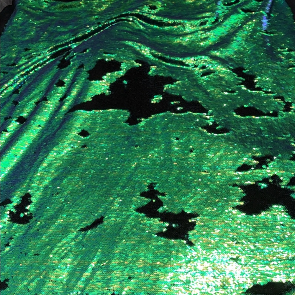 Green and Black Sequin Fabric
